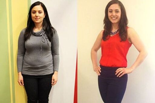 Mujer antes y después de seguir la dieta del trigo sarraceno (1)